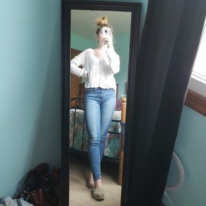 Hollister White Lace Baby Doll Long Sleeve Top